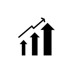 Improvement growth icon black and white vector sign