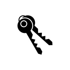 Key icon black and white vector sign