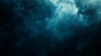 Fototapeta premium A dramatic sky filled with dark cloud and heavy rain, conveying a moody atmosphere.