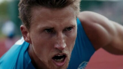 Closeup of Athlete's face showing determination