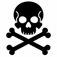 Skull crossbones silhouette icon. Clipart image isolated on white background