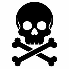 Skull crossbones silhouette icon. Clipart image isolated on white background