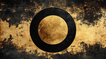 Abstract Grunge Gold and Black Oval Art