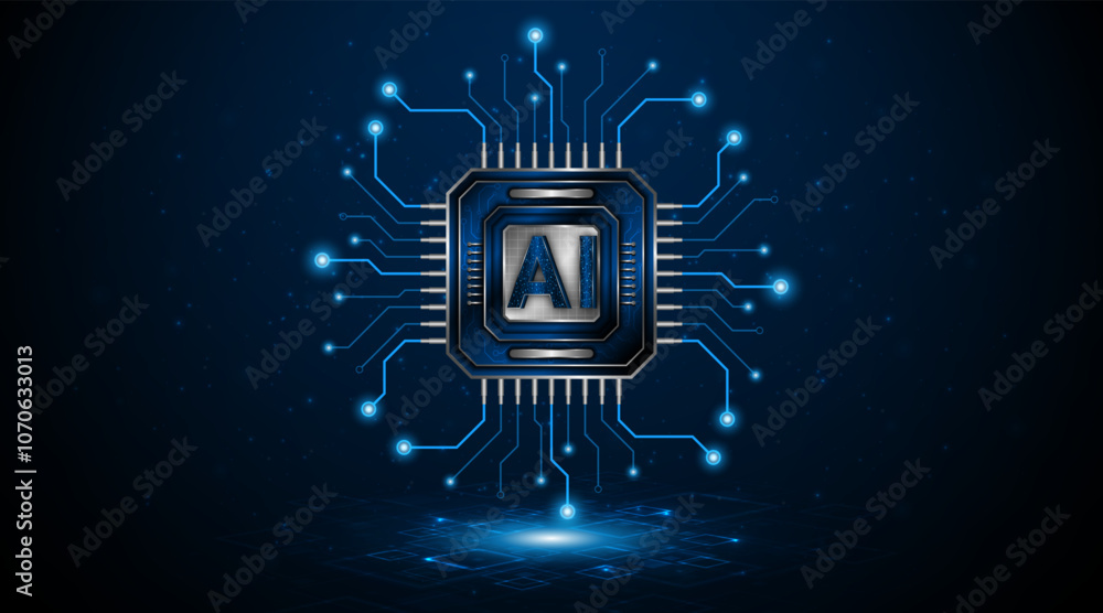Leinwandbilder Digital technology of the future. AI icon or artificial intelligence symbol. Future advanced artificial intelligence technology circuit board concept	