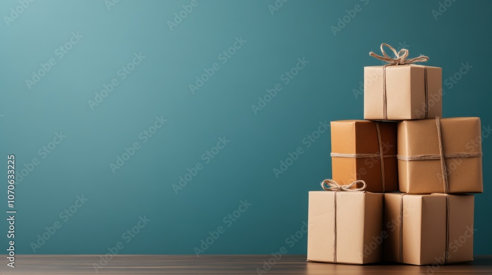 Poster modern stacked boxes on a simple background