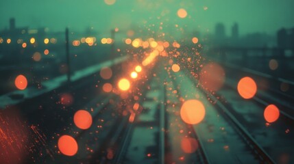 Abstract Cityscape with Bokeh Lights