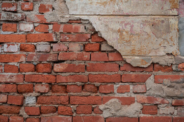 Old distressed vintage wall bricks background
