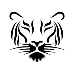 a minimalist logo that emphasizes the nose of a tiger, with a few elegant lines to define its shape