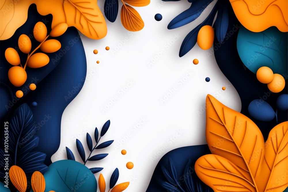 Poster illustrated banner with abstract shapes and soft colors on a white background, creating a clean, mod