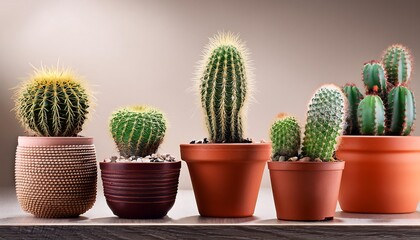 A small, potted cactus plant with sharp thorns, isolated on a white background