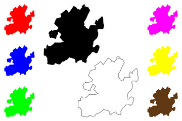 Charlottesville city County, Commonwealth of Virginia (Independent city, U.S. county, United States of America, USA, U.S., US) map vector illustration, scribble sketch C'ville map