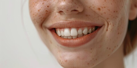 Obraz premium Joyful woman showcasing skincare cream and moisturizer with a bright smile against a light backdrop; model promoting beauty product and facial treatment
