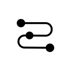 Route Icon black and white vector sign