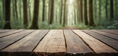 Fototapeta premium Rugged Table with Blurred Nature
