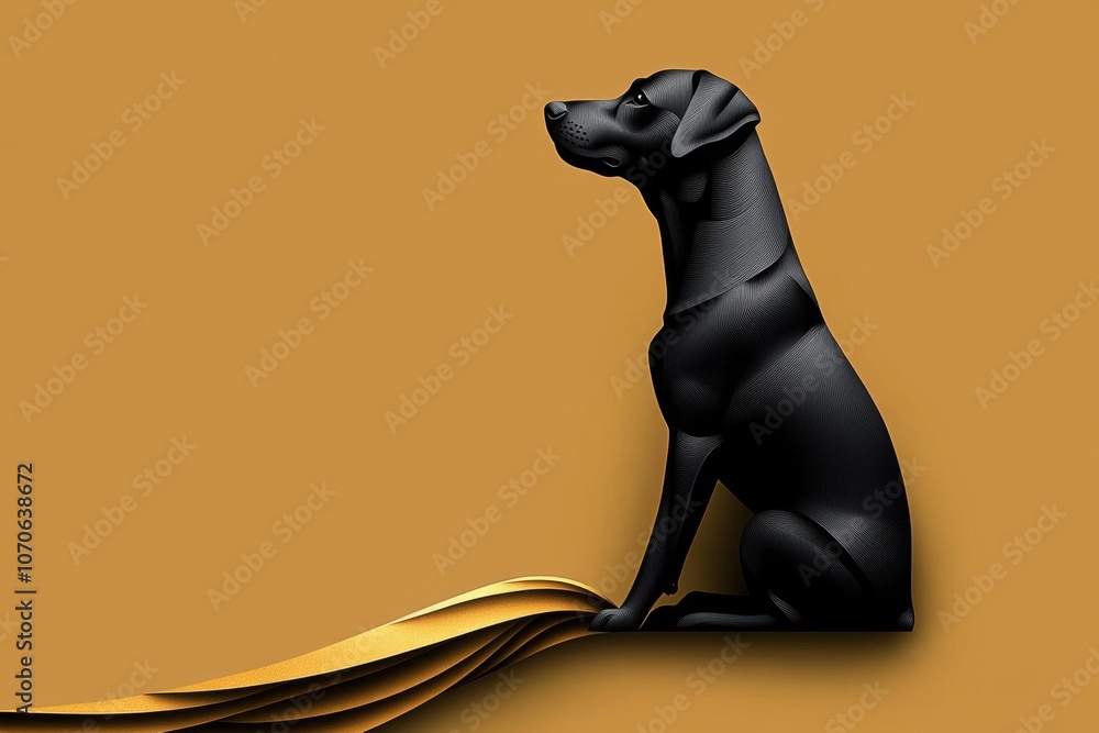 Poster Silhouette of a dog in a minimalist style with clean lines and a simple color scheme