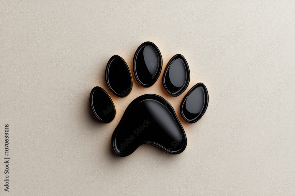 Poster simple minimalist illustration of a dog paw print, using basic shapes on a light background