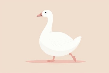Fototapeta premium Minimalist illustration of a walking goose on beige background
