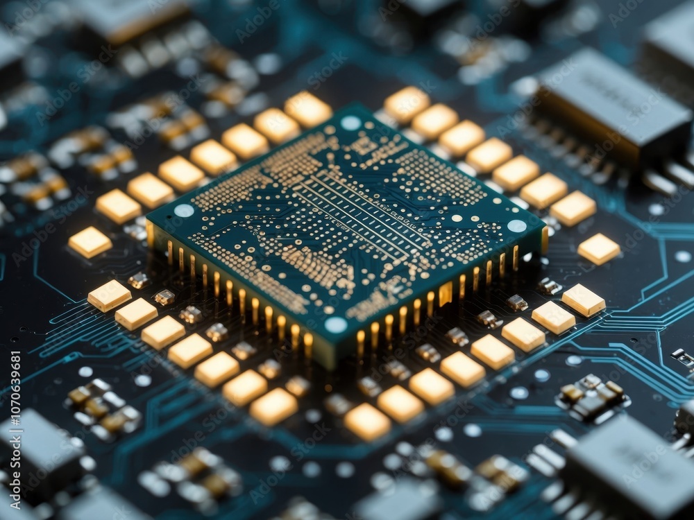 Aufkleber detailed view of an artificial intelligence brain chip with advanced neural connections