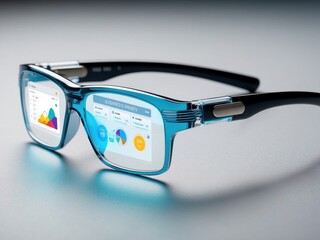 Augmented Reality Glasses Closeup of sleek futuristic design and innovative interface