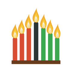 Traditional Kwanzaa holiday candles in flat design. Celebration candelabrum. Vector illustration isolated.