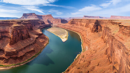 A stunning view of a canyon with a river