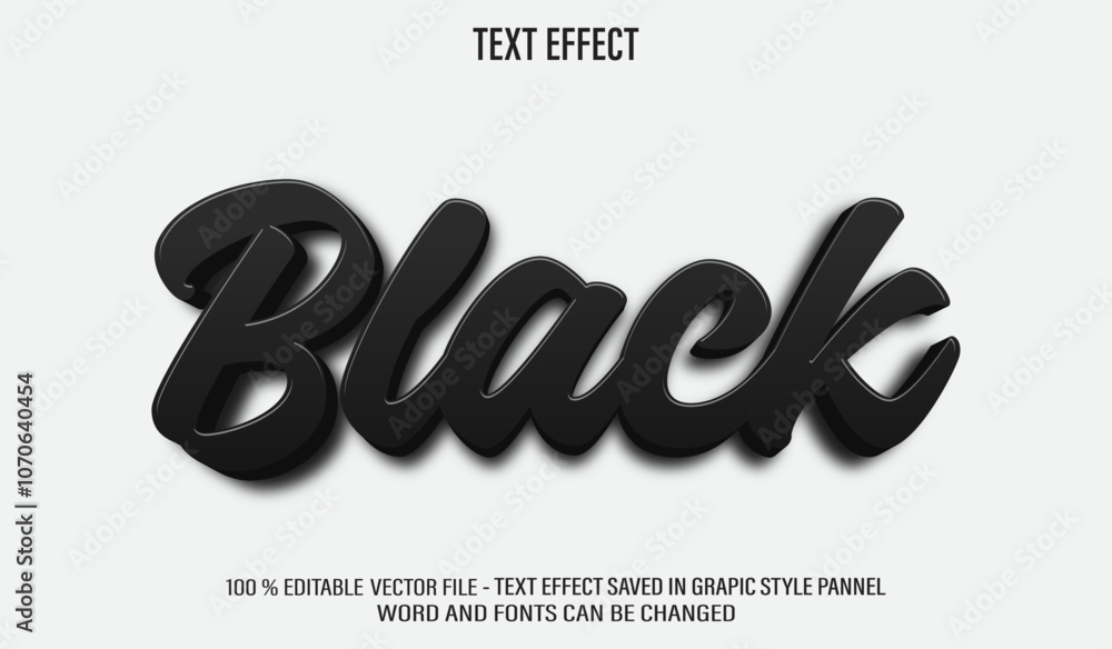 Poster black script 3d editable text effect style