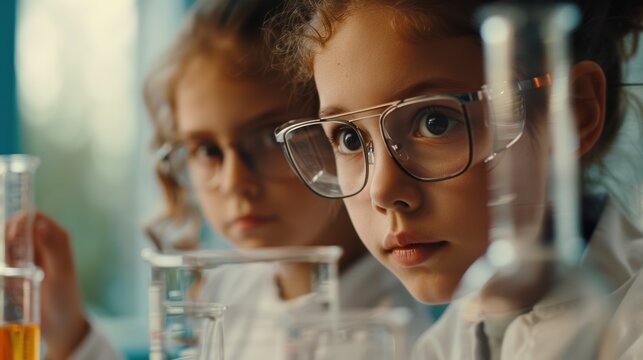 Students participate in a science class, engaging with their teacher and sharing knowledge in a lab environment, while exploring concepts with guidance from a mentor