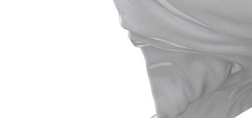 A close-up of a white fabric draped softly against a dark background, creating a smooth, flowing...