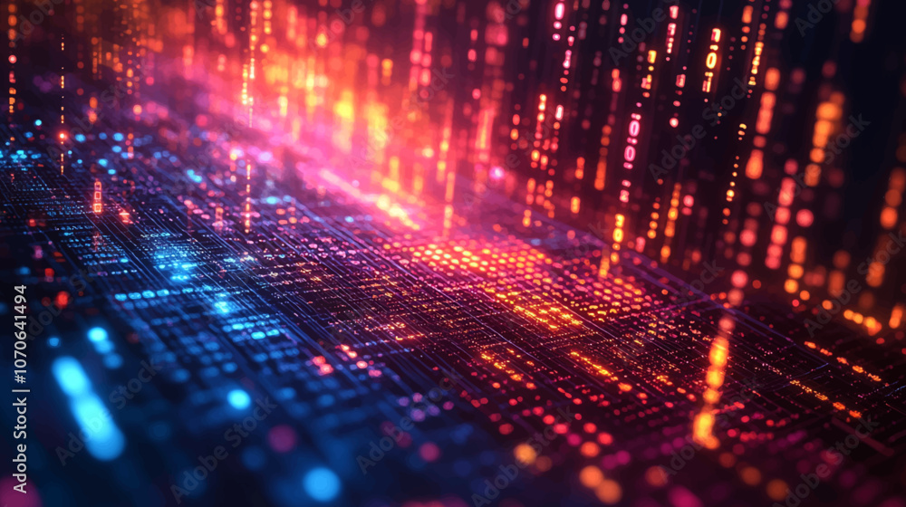Poster abstract digital data background. panoramic high speed technology concept, light abstract background