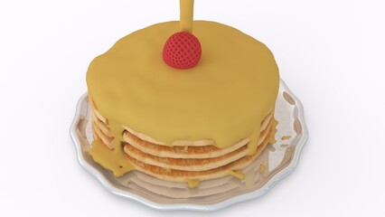 cake with honey with white background