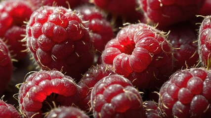 A close-up of fresh, vibrant raspberries showcasing their texture and color.