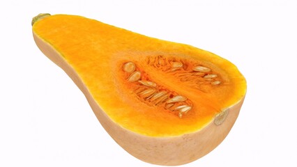 Chopped pumpkin with white background