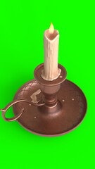 copper candlestick with green background