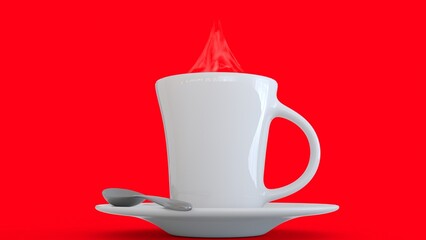 cup of coffee with red background