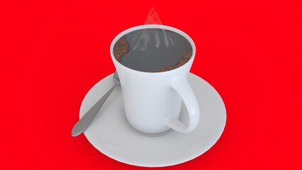 cup of coffee with red background