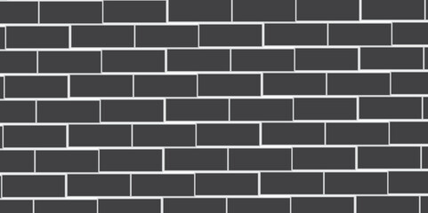 Dark black brick wall background. architecture construction stone block brick wallpaper. Brick wall seamless pattern, black isolated on white background, vector illustration.