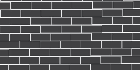 Dark black brick wall background. architecture construction stone block brick wallpaper. Brick wall seamless pattern, black isolated on white background, vector illustration.