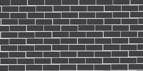Dark black brick wall background. architecture construction stone block brick wallpaper. Brick wall seamless pattern, black isolated on white background, vector illustration.