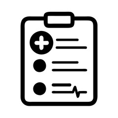 Medical chart icon featuring health data and a heartbeat line no background