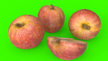 fresh apples with green background