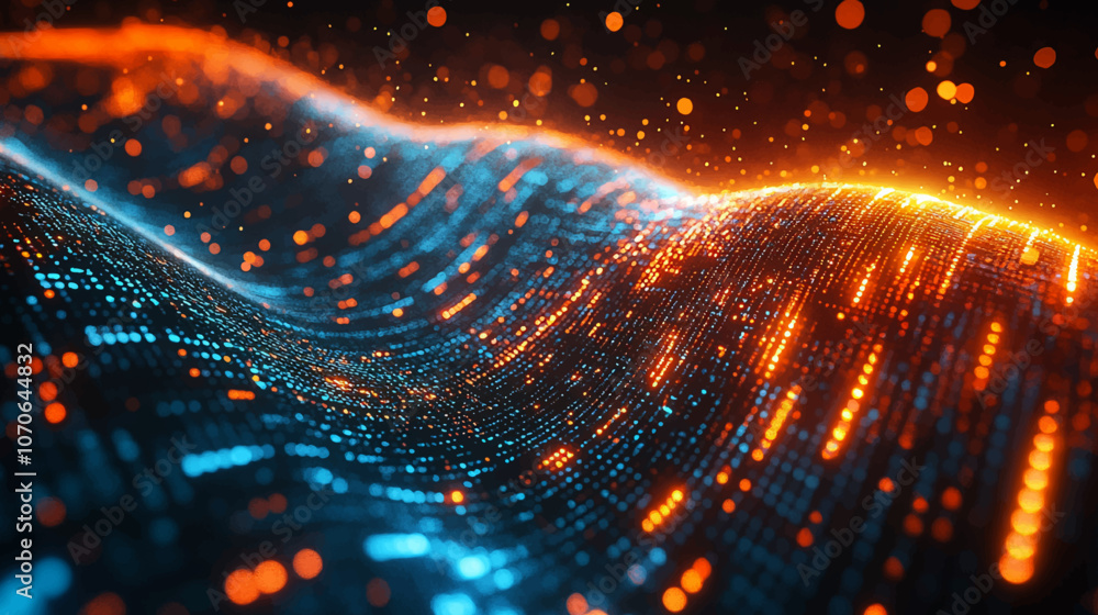 Poster abstract digital data background. panoramic high speed technology concept, light abstract background
