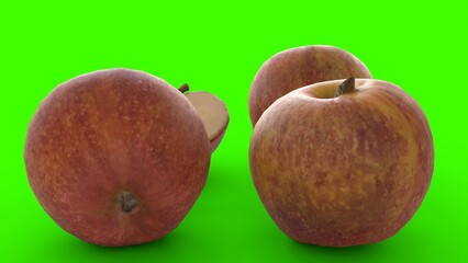 fresh apples with green background