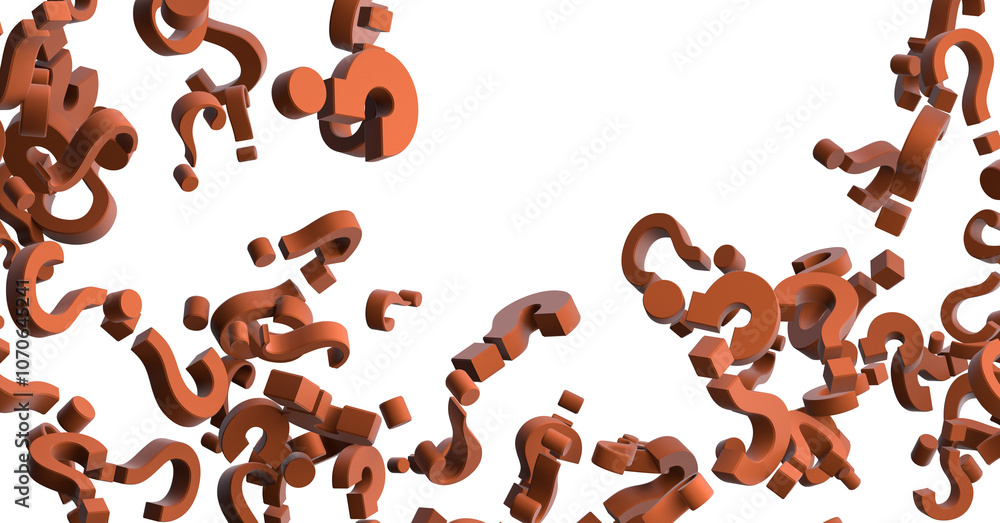 Poster infinite question marks on a plane, original three dimensional illustration.