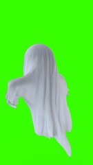 ghost in a white sheet with green background