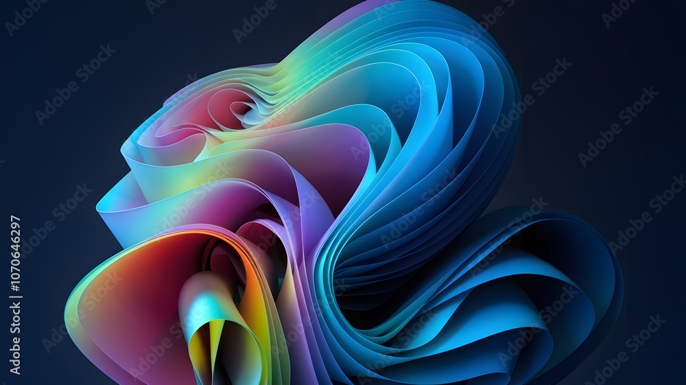 Aufkleber dynamic abstract design featuring swirling colorful curves on a dark background, showcasing a blend 