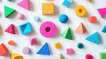 Colorful Geometric Shapes on White Background