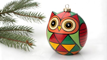 Colorful Christmas Ornament Shaped Like Owl