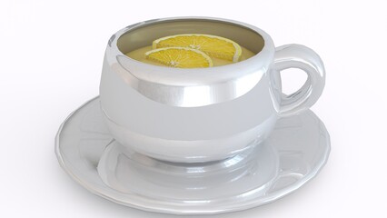lemon tea cup with white background
