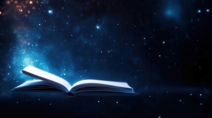 Floating zerogravity notebook with blank pages, perfect for text, space template, scientific notetaking