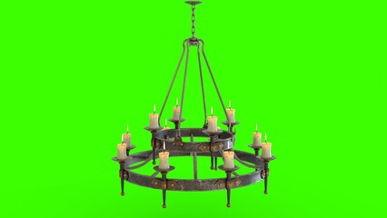 medieval chandelier with green background